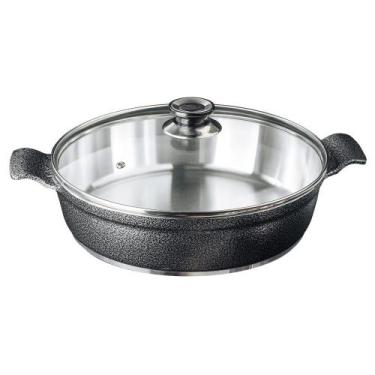 Imagem de Frigideira grande 30cm com tampa de vidro aluminio fundido Javali, Pre