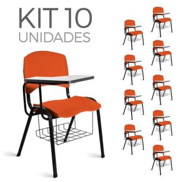Imagem de Cadeira Plástica Universitária Kit 10 A/E Laranja Lara - Ideaflex