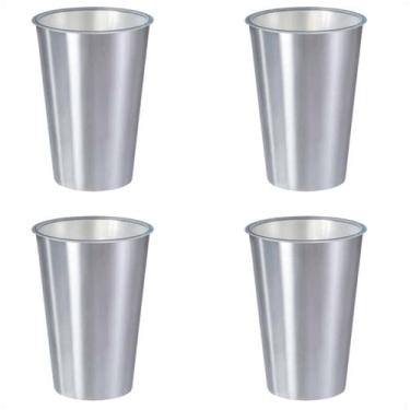 Imagem de Kit 4 Copos 500 Ml Label Inox 14X8,5Cm Leve Prático Multiuso - Arqplas