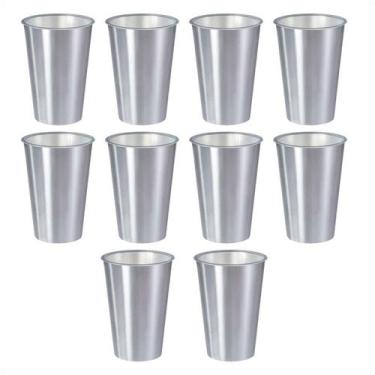 Imagem de Kit 10 Copos 500 Ml Label Inox 14X8,5Cm Leve Multiuso - Arqplast