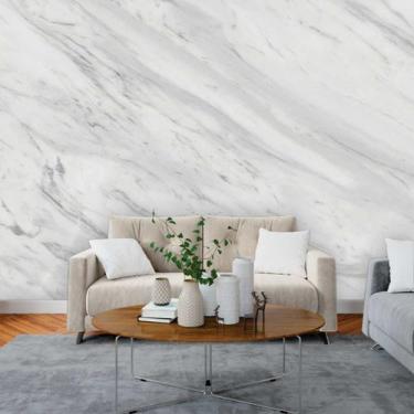Imagem de Papel de Parede Painel 3D Mármore Carrara Branco 3M Revestimento Pedra