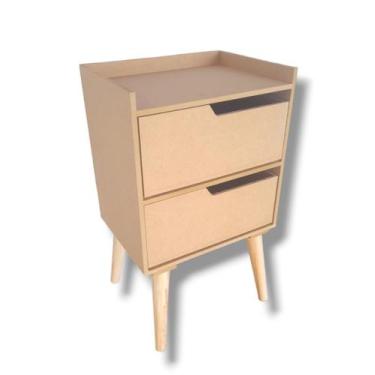 Imagem de Criado 2 Gaveta Mudo Mesa De Cabeceira Pé Palito Retrô Mdf - ARTESANAT