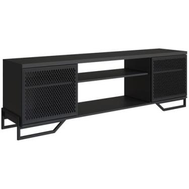 Imagem de Rack Industrial 180 Cm 2 PT Com Tela Em Metal 1027 Preto PP - Placa & 