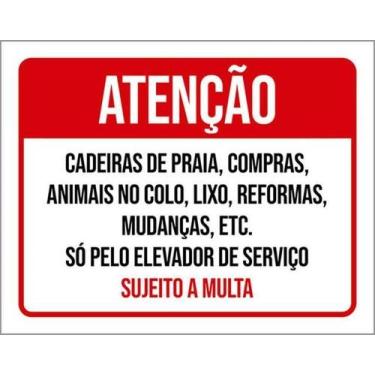 Imagem de Kit 5 Placas Atenção Cadeiras Praia Compras Animais Colo - Sinalizo