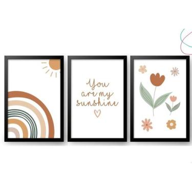 Imagem de Quadros Decorativos do Tema Arco-íris Boho Escandinavo 30X40 - Creativ