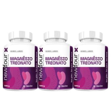 Imagem de Kit 3x Magnesio Treonato 500mg 60 caps NewFour - Rei terra, Sem sabor