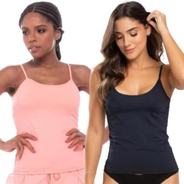Imagem de Kit 2 Regata Feminina Segunda Pele Alça Fina Conforto Camiseta Não Mar