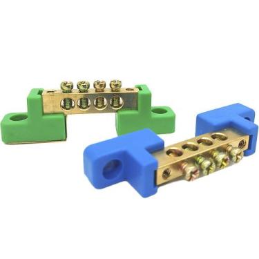 Imagem de Kit 2 Barramentos Universal Neutro + Terra Terminal Barra Borne com 4 
