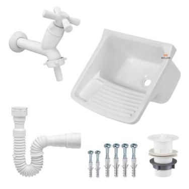 Imagem de Tanque de Plastico p/ Lavar Roupa + Sifão + Torneira Viqua - Rocha Mat