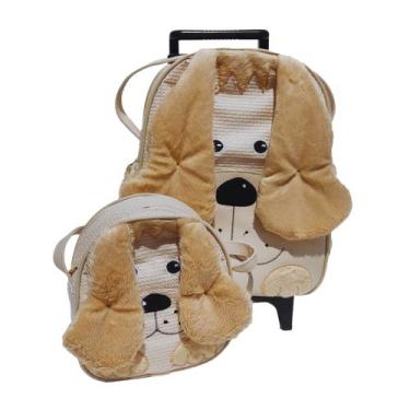 Imagem de Kit Mochila De Carrinho Infantil Bichinho G + Lancheira - Suporte Lanc