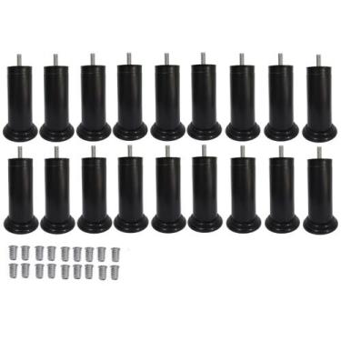 Imagem de Kits Pé Cama Box Plástico Fixo Rosca Bucha Americana - Jthome, Preto, 