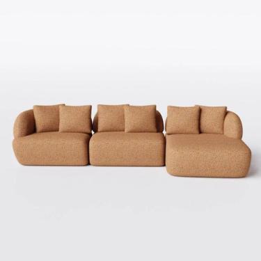 Imagem de Sofá Van Gogh 3,80m em Boucle Sheep Mostarda - Home Mobily