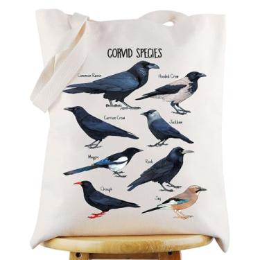 Imagem de WZMPA Corvid Crow Species Tote Bag Crow Nature Gift Corvid Species Corvid Lover Animal Shoulder Bag Crow Species Merchdise, Bolsa Corvid Species, Large