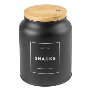 Imagem de Pote Mantimento Lata De Metal Tampa Vedação Hermética Snacks - OU, Pre
