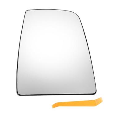 Imagem de X AUTOHAUX Substituição de vidro retrovisor do carro lado direito do passageiro parte superior do espelho com placa de suporte vidro branco aquecido para Ford Transit T150 T250 T350 2015-2023