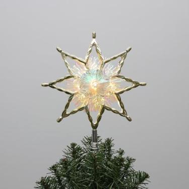 Imagem de PHILIPS RL 11" 10LT estrela dourada de plástico LED com estanhador iridescente, 3 funções: branco estável, múltiplo, branco flash para multi, caixa de controle, memória, árvore de natal com bobina