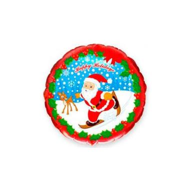 Imagem de Balão de Festa Metalizado 20" 50cm - Papai Noel Esquiando Redondo - 1 