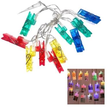 Imagem de Cordão De Luz Varal Para 10 Fotos Pregador Led - 2 Pilhas Aa - UVA BAB