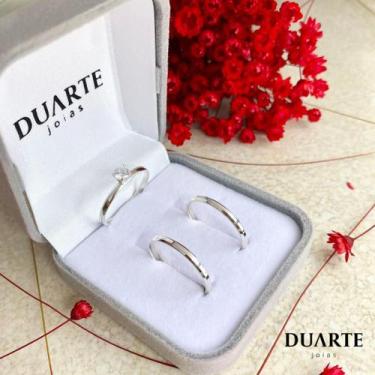 Imagem de Par de Alianças para Namoro em prata 950 - 2mm  Tóquio - Duarte Joias 