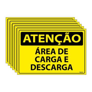 Imagem de Combo 6 Placas De Sinalização Atenção Área De Carga E Descarga 30x20 E