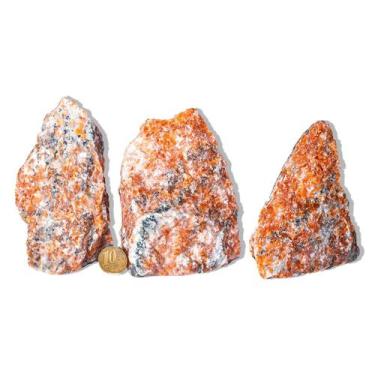 Imagem de 03 Calcita Laranja Pedra Pé Serrado Natural 400 a 500g TipoB - Cristai
