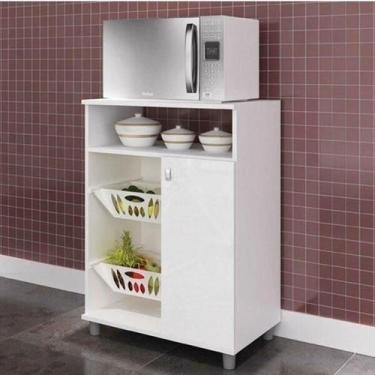 Imagem de Balcão Fruteira 2 Cesto 1 Porta e 1 Nicho - Branco - Movelbento, Branc