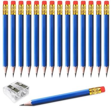 Imagem de Adhere 25 lápis de golfe com borracha lapiseiras hexagonais pré-afiadas de madeira grafite 2B para pontuação de eventos de golfe, sala de aula, casamento, reuniões de empresa, pelote, bolso (azul 1)