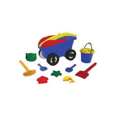 Imagem de Carrinho Cargo de Brinquedo Para Praia Com 11 Itens Clube do Siri Azul