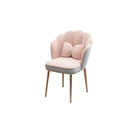 Imagem de Cadeira de escritório ergonômica Cloud Comfort - perfeita para uso doméstico e escritório (esponja confortável] pernas douradas - cinza e rosa [almofada borboleta])