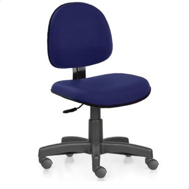 Imagem de Cadeira de Escritório Home Office Estofada Ergonômica Executiva Sem Braço Courvin Azul Marinho Estrela Arcada Rodízio Semi Silicone Escritex