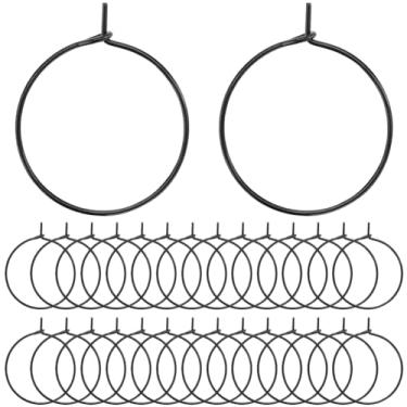 Imagem de SUNNYCLUE 1 caixa de anéis com pingente de taça de vinho de 20 mm aço inoxidável 316 anéis de taça de vinho preto com contas pretas para brincos de argola de vinho para festa de casamento,