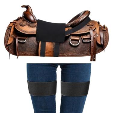 Imagem de Dansydaisy Capa de selim antiderrapante Western Capa de selim de cavalo preto com 2 faixas elásticas ajustáveis na perna para acessórios de equitação em sela