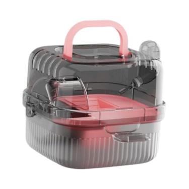 Imagem de ＡＷＨＡＯ 2 Camadas Pequeno Animal Gaiola Ventilação Portátil com Tampa Transparente Gaiola Hamster Hamster Habitat para Gerbils Porquinhos-da-índia, Rosa