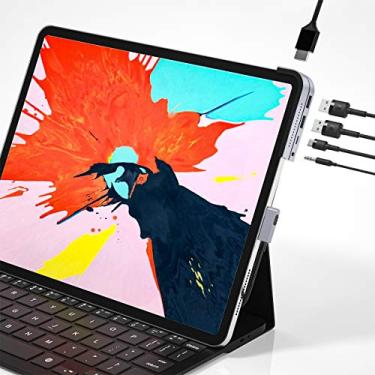 Imagem de Baseus Estação de Ancorage para iPad Pro, Hub USB C 6 em 1 com HDMI 4K, 2 USB 3.0, USB-C PD 60W, Áudio de 3,5 mm, Micro SD para iPad Pro 2018/2020, MacBook Pro e mais