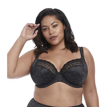 Imagem de Elomi Sutiã feminino plus size Kim Stretch Lace Underwire Plunge Bra, preto, 32H, Preto, 32H