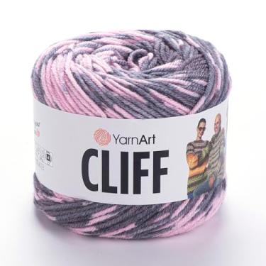 Imagem de YarnArt Fio acrílico de lã de mármore Cliff – 80% acrílico, 20% lã, tricô crochê para artesanato – suéter, cachecol, fio de xale, fio de outono inverno peso médio (4), 1 novelo (8302)