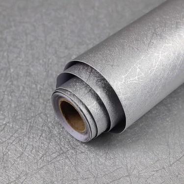 Imagem de Abyssaly Papel de parede cinza de seda prata para quarto 39,9 cm x 499,9 cm