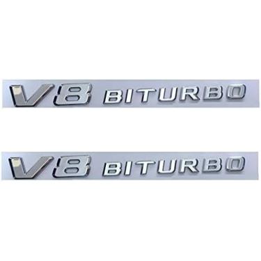 Imagem de 1 Par de Emblemas Cromados de Letras Planas V8 Biturbo Compatíveis Com-Benz