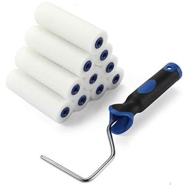 Imagem de Conjunto de rolos de espuma, refis de mini rolo de pintura de 10 cm, cochilo de rolo pequeno, extremidades cobertas de espuma, capas de espuma de alta densidade para moldura de rolo e kit de rolo de