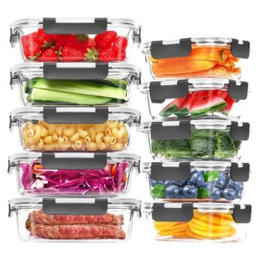 Imagem de HOMELIFE Conjunto Recipientes Vidro Armazenamento Alimentos, Tampas Herméticas, Recipientes de Vidro para Marmitas, Compatíveis com Micro-ondas, Forno, Freezer e Lava-louças