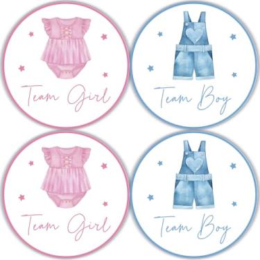 Imagem de Cgvovgr 80 pçs adesivos reveladores de gênero Team Boy Team Girl, adesivos engraçados para chá de bebê, meninos ou meninas, adesivos rosa e azul para artigos de jogos de festa revelação de gênero, 5