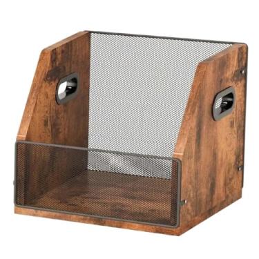 Imagem de Rack de armazenamento de CDs, caixa de armazenamento de CD para álbum de música, suporte de armazenamento de discos, quadrinhos, organizador de mesa multifuncional, caixa de armazenamento de discos de