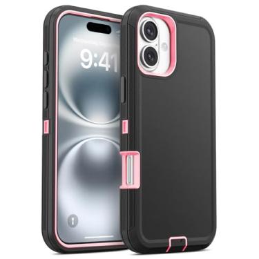 Imagem de Jelanry Capa para iPhone 16 Plus 5G de 6,7 polegadas, resistente, resistente e de camada dupla à prova de choque, proteção à prova de quedas com porta antipoeira e arranhões Capa protetora para Apple