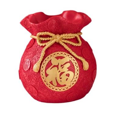 Imagem de Cofrinho de Armazenamento de Fortuna, Estatueta de Dinheiro de Resina para Economia, Vermelho Altura 16cm