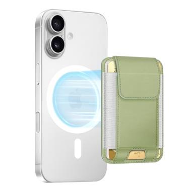 Imagem de FINPAC Carteira MagSafe, porta-cartões magnéticos para iPhone 16/15/14/13/12 séries, seguro com bloqueio de RFID, 6 porta-cartões para mulheres e homens, Bambu verde, Minimalismo