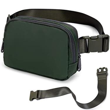 Imagem de AROME Mini Bolsa de Cinto para Mulheres e Homens, Pochete Moderna com Extensor de Alça, À Prova D'Água para Quadril, Viagens Casuais, Corrida, Caminhadas, Esportes, Verde Militar