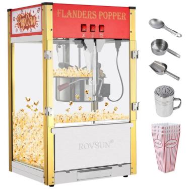 Imagem de Pipoqueira Elétrica Faz até 18,4 kg de Pipoca com Panela de 340g, Colher de Aço Inoxidável, Colher de Óleo e 3 Copos de Pipoca, 110V 1400W,