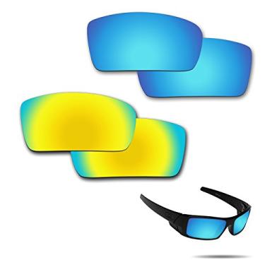 Imagem de Fiskr Lentes de reposição para óculos de sol Oakley Gascan, 2 pares embalados (azul gelo e ouro 24K)