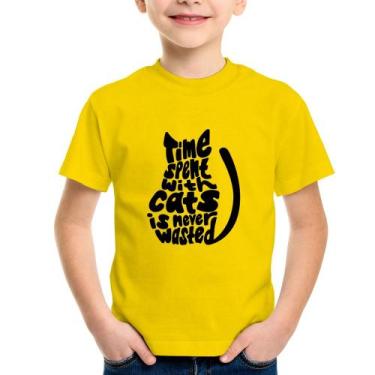 Imagem de Camiseta Infantil Time spend with cats is never wasted - Foca na Moda,