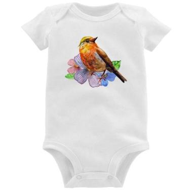 Imagem de Body Bebê Pássaro e Flores - Foca na Moda, Branco, G